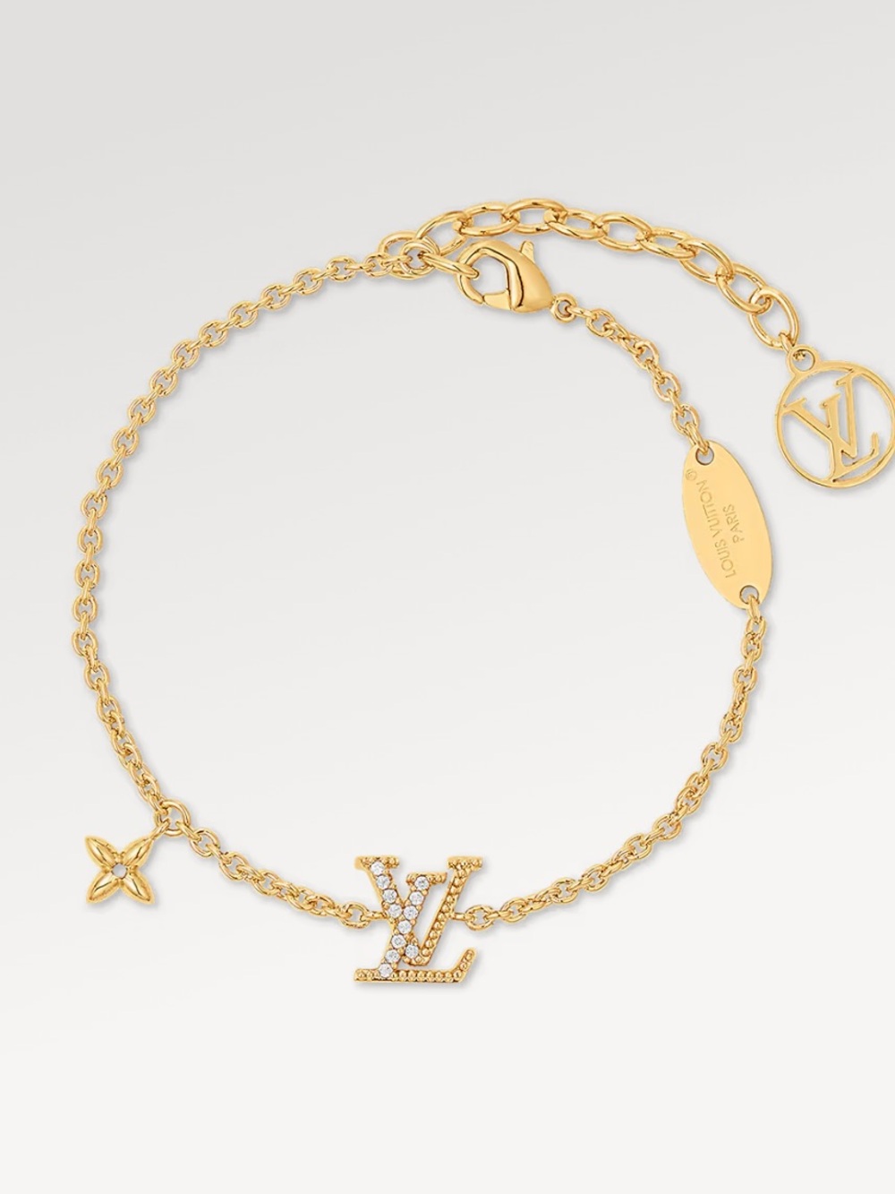 Louis Vuitton LV iconic bracelet  Gold Crystal-Embellished LV Charm Bracelet
